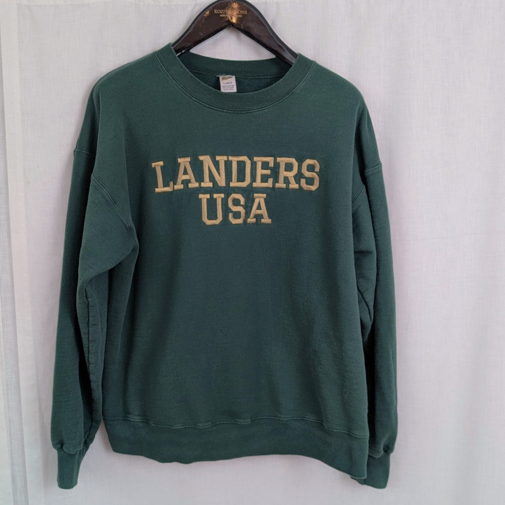 Men's Landers USA Green with Gold Embroidery Cotton Sweatshirt Large